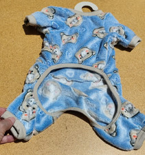 Dog Pajamas Small Blue or Pink Plush Bear Print Cozy Fleece Pet PJS - S / M / L