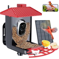 Osoeri OS-BC01 Red/Black Bird Feeder with Camera 1080P HD Smart AI Identify Wild