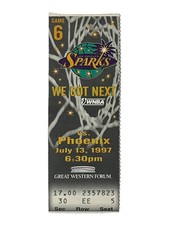 LA Sparks vs Phoenix Mercury 1997 WNBA Ticket Inaugural Season