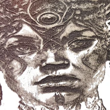 Laser etched exotic alien woman AI 3d art pinup sci-fi digital mystical 4x4 1of1