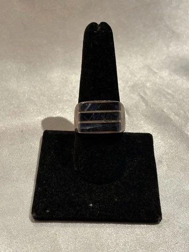 Vintage Mexico Sodalite Sterling Silver Ring - Size 9.75