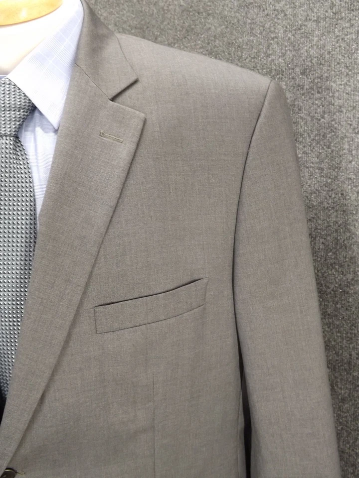 Pronto Uomo Signature Suit 48R 40x30 Gray Zignon 100% Wool Flat Pants Italy - Image 3 of 4