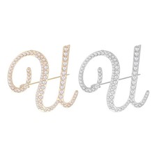 Letter Brooch Pins, 2 Pcs Pearl Initial Alphabet U Pin, Silver Tone/Gold Tone