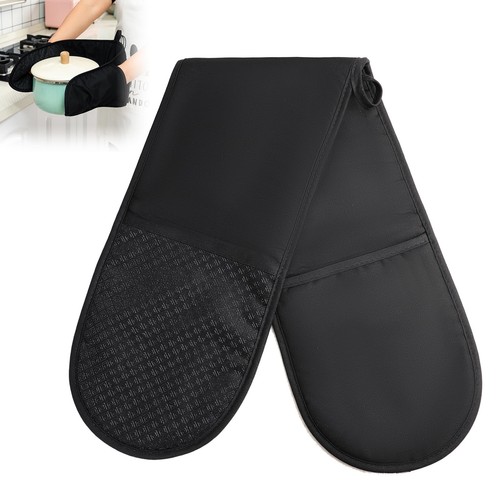 Double Oven Mitt Heat Resistant Double Oven Glove Machine Washable Non Slip S...