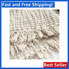 Luxurious 100 Organic Cotton Muslin Throw Blanket - Lightweight Breathable