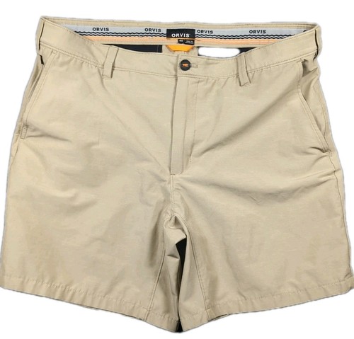 Orvis Shorts Men's 40 Beige Tech Chambray UPF 40+ Lightweight Wicking 2Z14 Stow