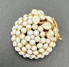 Vintage White Rhinestone Plant Brooch Pin J33b