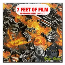 Hydrographic film Firefighter Skeleton Skulls 7' x 20" hydro dip dipping