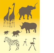 Tiere Afrika, Afrikastil Kinderschablone Malerschablone Schablone Wandschablone
