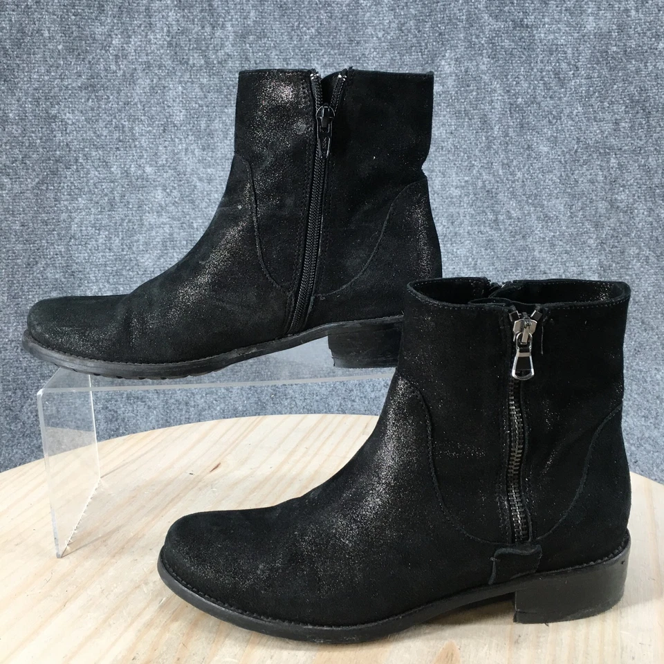 Sesto Meucci Botas Mujer 6.5 Botines Cremallera Lateral Tacón Bloque Negro Imitación Gamuza Foto 2 de 4