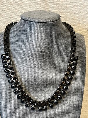 Vintage Gun Metal Gray & Black Talbots Collar Length Necklace