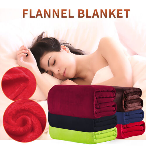 Air Conditioning Pure Color Blanket Flannel Gift Blanket Winter for Home Office - Picture 1 of 42