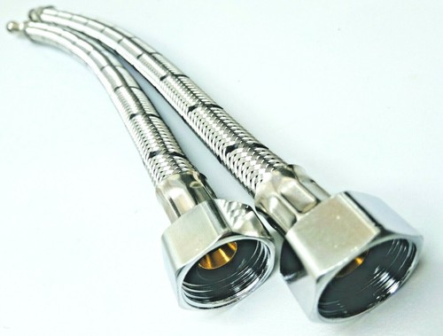 Monobloc Tap Tail Flexi Hose M8 X 1/2" Female End - For Sink/Basin (1 Pair) - Picture 2 of 8