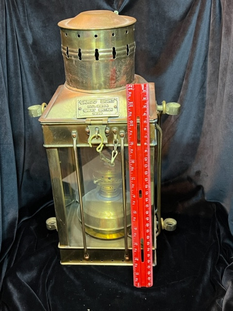 Vintage Cargo Light Number 3954 Brass Lantern Great Britain Navy