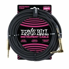 Ernie Ball 25ft Black Braided Straight/Angle Instrument cable P06058