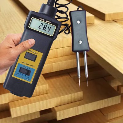 Digital 2-in-1 Moisture Temperature Meter Wood Cotton Paper Multi-Probe ...