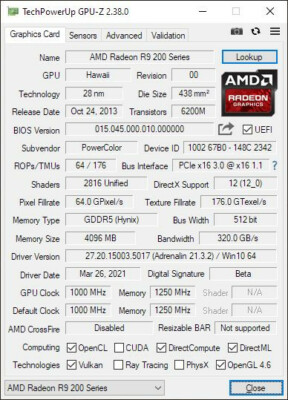 R9 290x - 4GB GDDR5 - PowerColor TurboDuo - PCI Express 3.0 x16