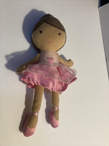 Carters Just One You Plush Pink Brown Ballerina Rattle Crinkle Doll Heart