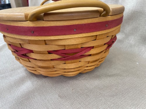 Longaberger Popcorn Basket Liner Protector Lid Christmas Collection 1999 Edition - Picture 13 of 20