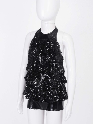 Freebily Kids Girls Sequins Dance Dress Sparkle Jazz Hip Hop Leotard AU - Picture 74 of 82