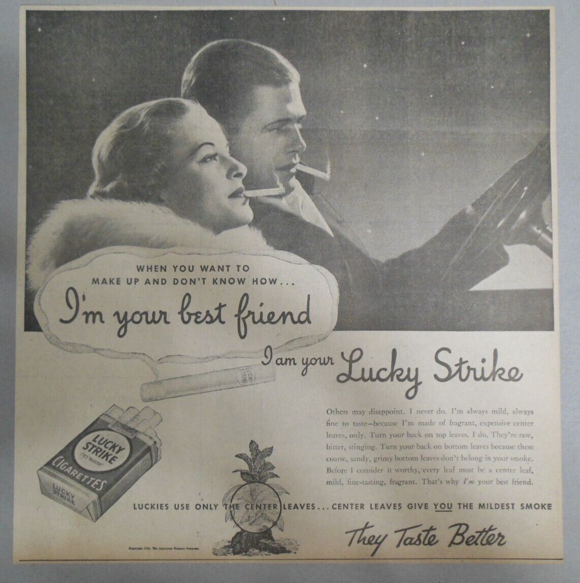 what are chesterfield bright cigarettes Chesterfield Cigarette Ad: I'm Your Best Friend ! from 1935 14 x 14 inches