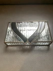 Vintage Rectangular Leaded stained Glass Jewelry Trinket Box Tiffany Style Green