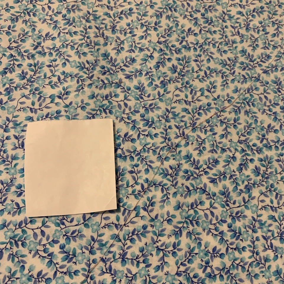 Vintage Woodrow Studio English Calico Fabric Blue White Floral 100% Cotton BTY - Image 3 of 4