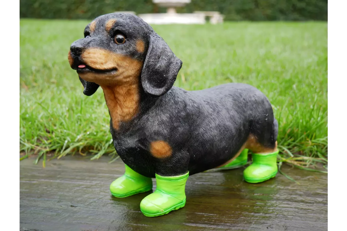 Cute Dachshund Dog with Little Green Boots Ornament Sculpture ...