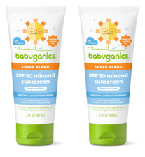 babyganics Sunscreen Sheer Blend SPF 50 Fragrance Free 6 fl oz total Exp 11/25 1.99 per gallon