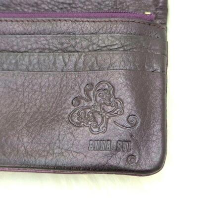 ANNA SUI Long Wallet with Clasp and Butterfly Motif Purple