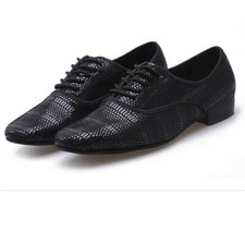 Men Ballroom Dance Shoes Leather Latin Waltz Tango Soft Outsole Low Heel