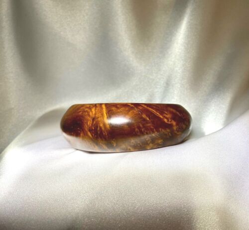 Figured Burle Wood Fashion Bangle Bracelet 8.25" 28mm - Picture 4 of 5