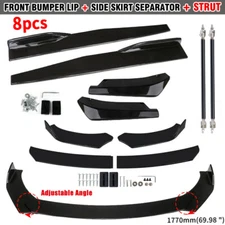 Glossy Black Front Bumper Spoiler Body Kit / Side Skirt /Rear Lip for Universal
