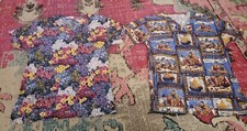 2 womens scrub tops size XS spring summer flowers and sailor bears GUC nurse fun