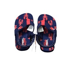 Gymboree Sunny Day Flip Flops Sz 5-6 Navy Blue Lobster Toddler Sandals NWT