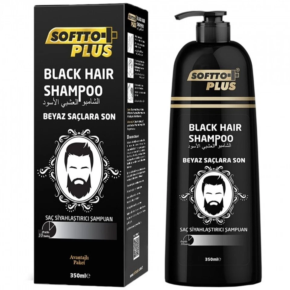Softto Plus Grey Coverage Black Hair Shampoo 12 oz - 350 ml Natural - Image 3 of 4