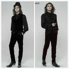Palace Vintage Velvet Fit Formal Suit Long Pants Gothic Men Embroidered Trousers