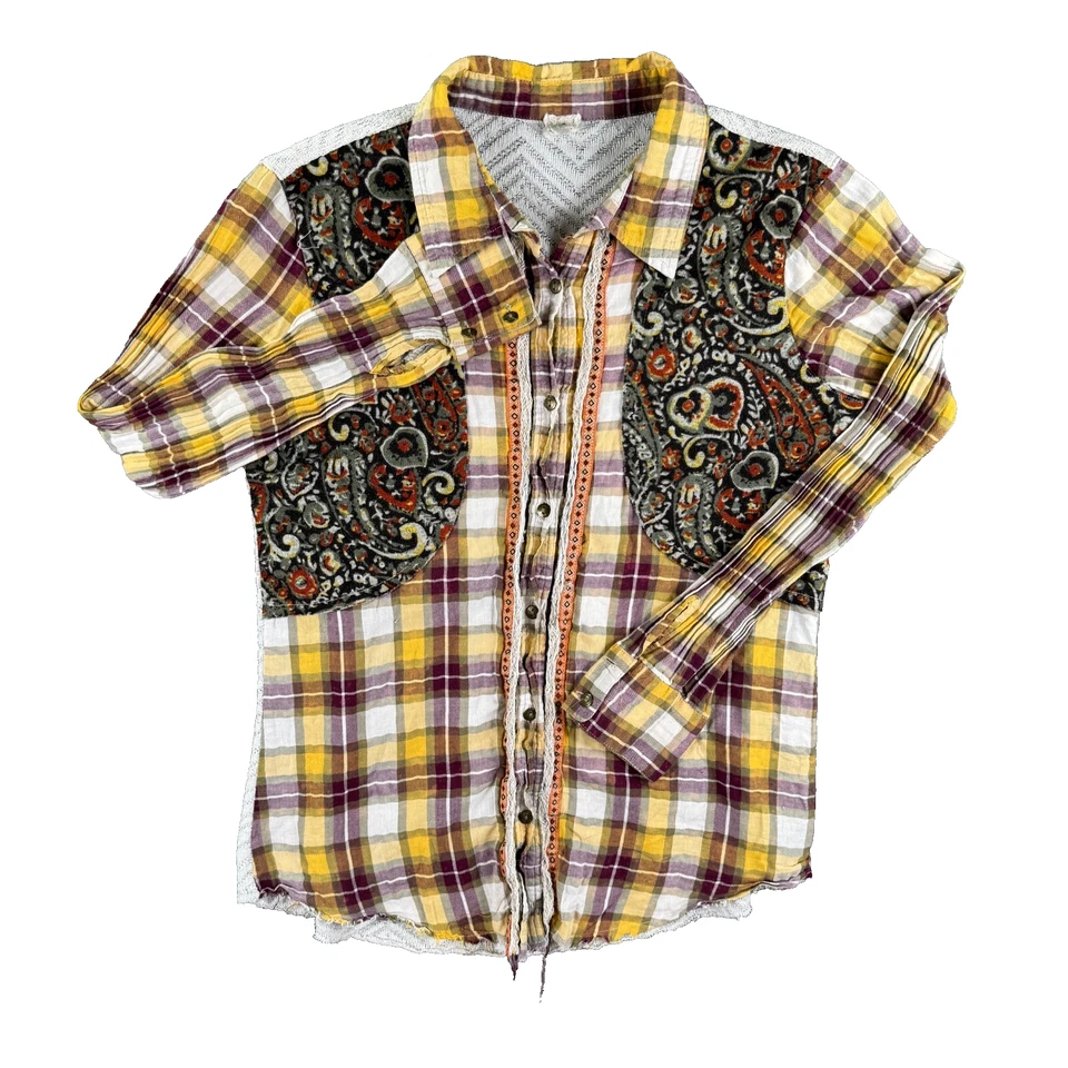 Top Gimmicks By BKE Mujer L Boho Western Crudo Cuadros Paisley Fieltro Parche *Leer Foto 2 de 4