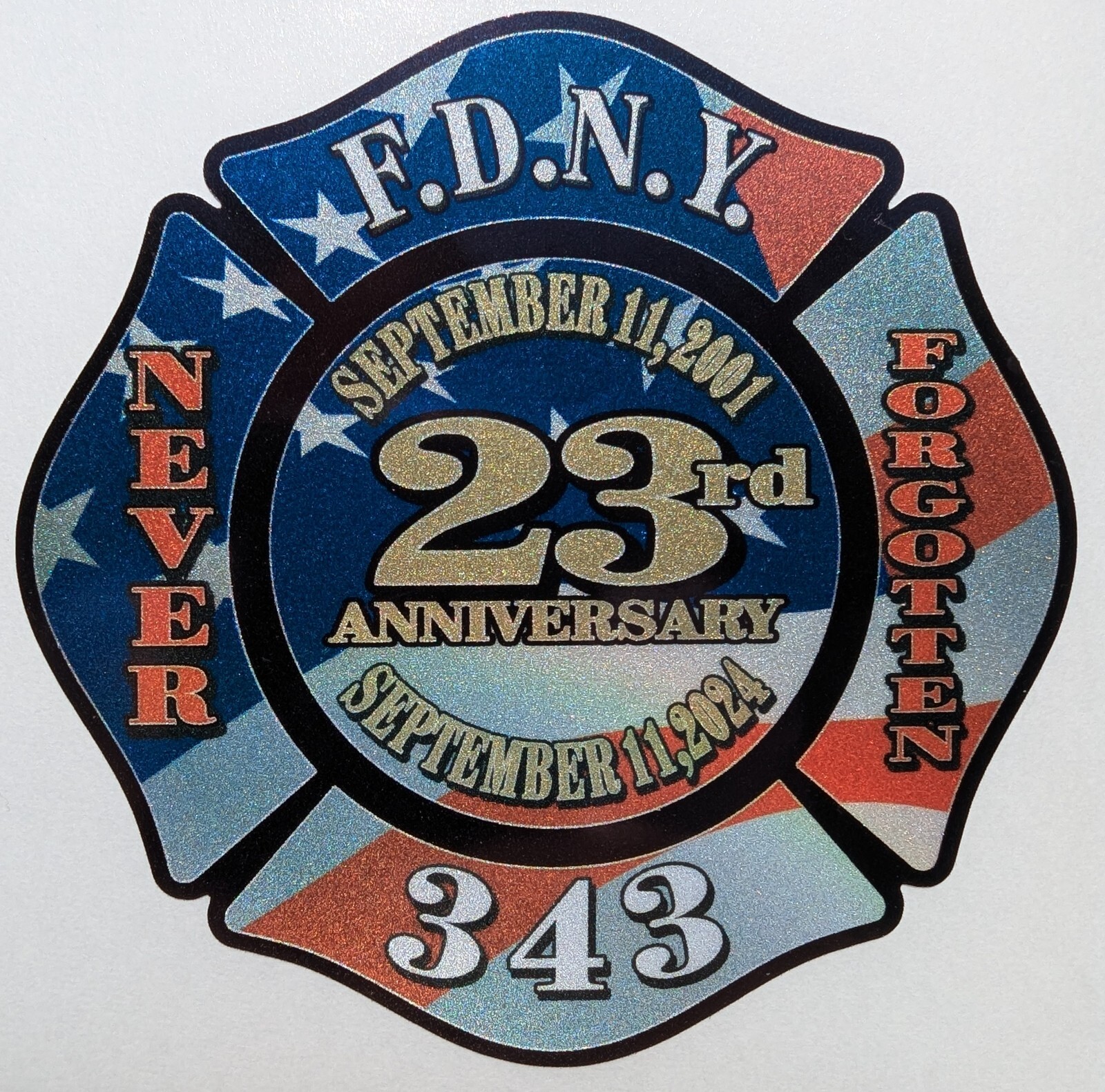 FDNY 343 9/11 23 Year Anniversary Reflective firefighters sticker ...