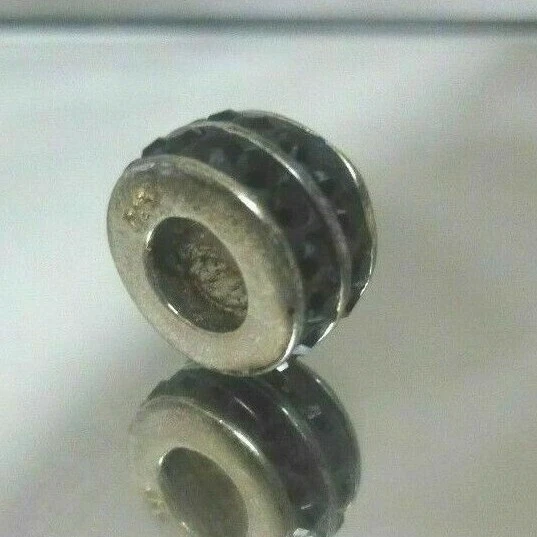 Cuentas de plata esterlina con circonita cúbica negra SilveRado doble bling BK002-0 Foto 4 de 4