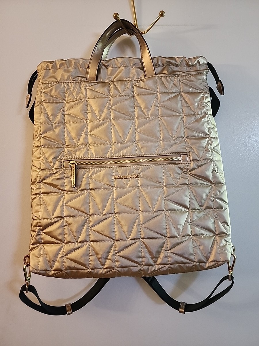 MICHAEL Kors Winnie Lg Quilted Canvas Drawstring Backpack Aluminum ? Michael Kors Winnie Lg Quilted Canvas Drawstring Backpack  main image 3
