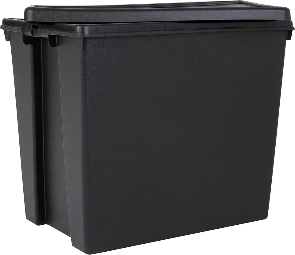 3 x 92L Heavy Duty Large Storage Box with Lid Recycled Plastic Container - Black - Image 4 of 4