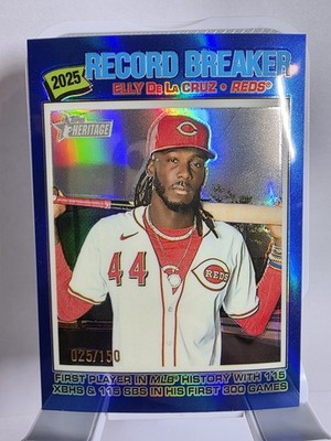 2026 Topps Heritage - Record Breaker Elly De La Cruz #233 Chrome Blue /150 Reds