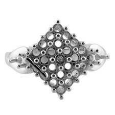 Semi Mount 2MM Round Shape Cluster Women Wedding Ring Sterling Silver Jewelry