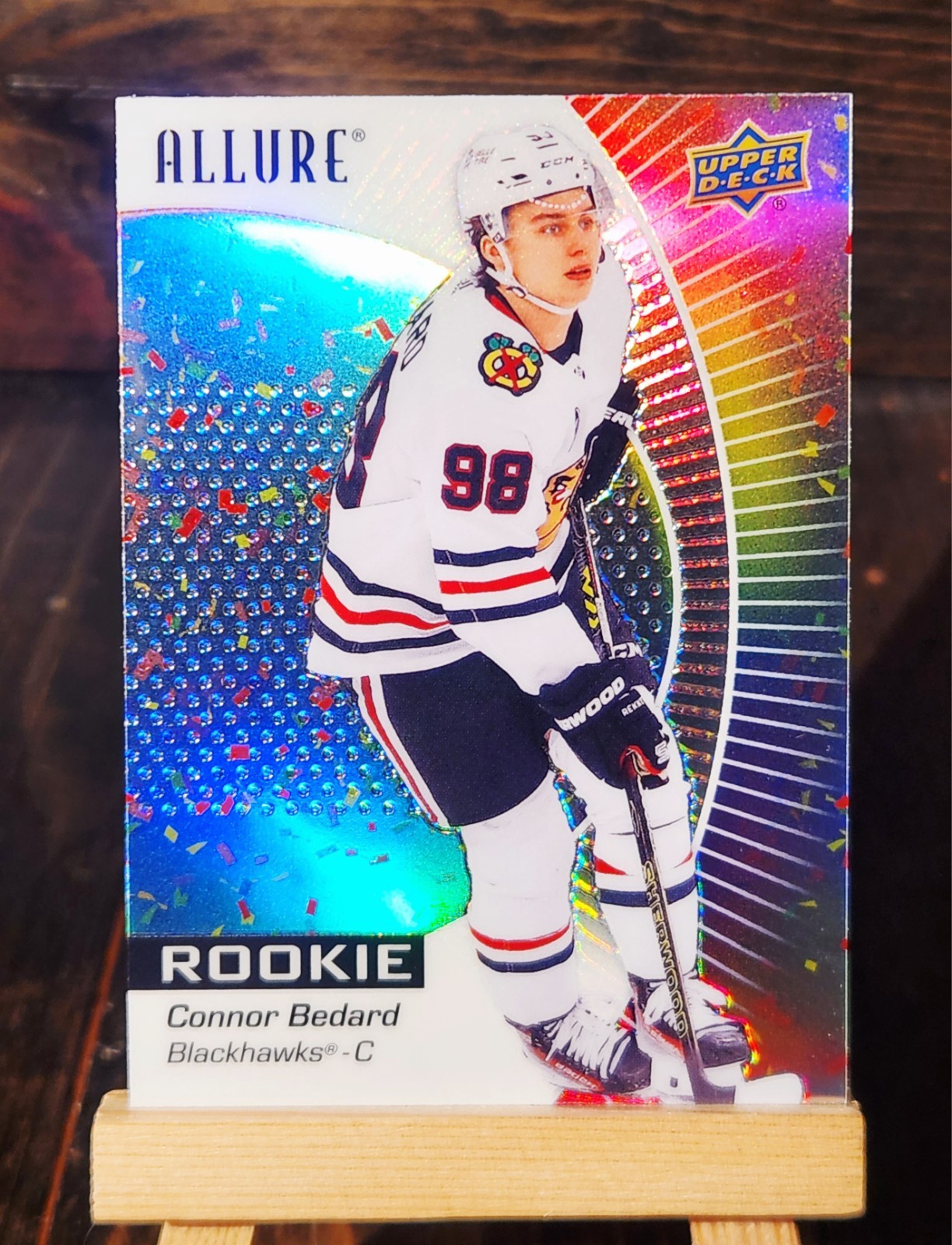 2023-24 Upper Deck Allure Confetti #102 Connor Bedard (RC) Chicago Blackhawks