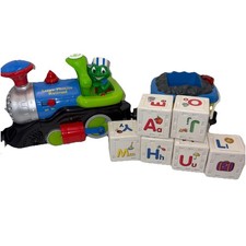Leap Frog Leaps Phonics Railroad Train Engine Tender WITH 7 BLOCKS NON WORKING