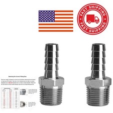 High Pressure Stainless Steel 1/8 Inch Barb to Male NPT Fittings Pack of 2