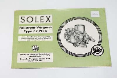 Solex  32 PICB, 32PICB Vergaser Handbuch, Heft, Anleitung Mercedes Ford Borgward