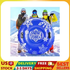 Snow Tube, 47 Inches Inflatable Snow Sleds for Kids and Adult, Thickened Heavy D