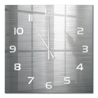 Quadratische Wanduhr Aus GehäRtetem Glas Metallhintergrund WeißE Zeiger 60X60 Cm